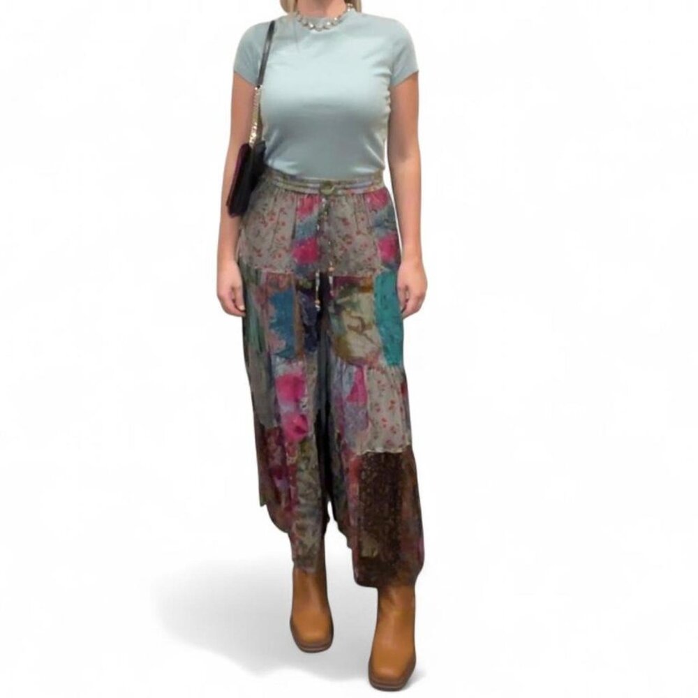 Boho Patchwork Drawstring Pants NWT | Flowey Fest… - image 2